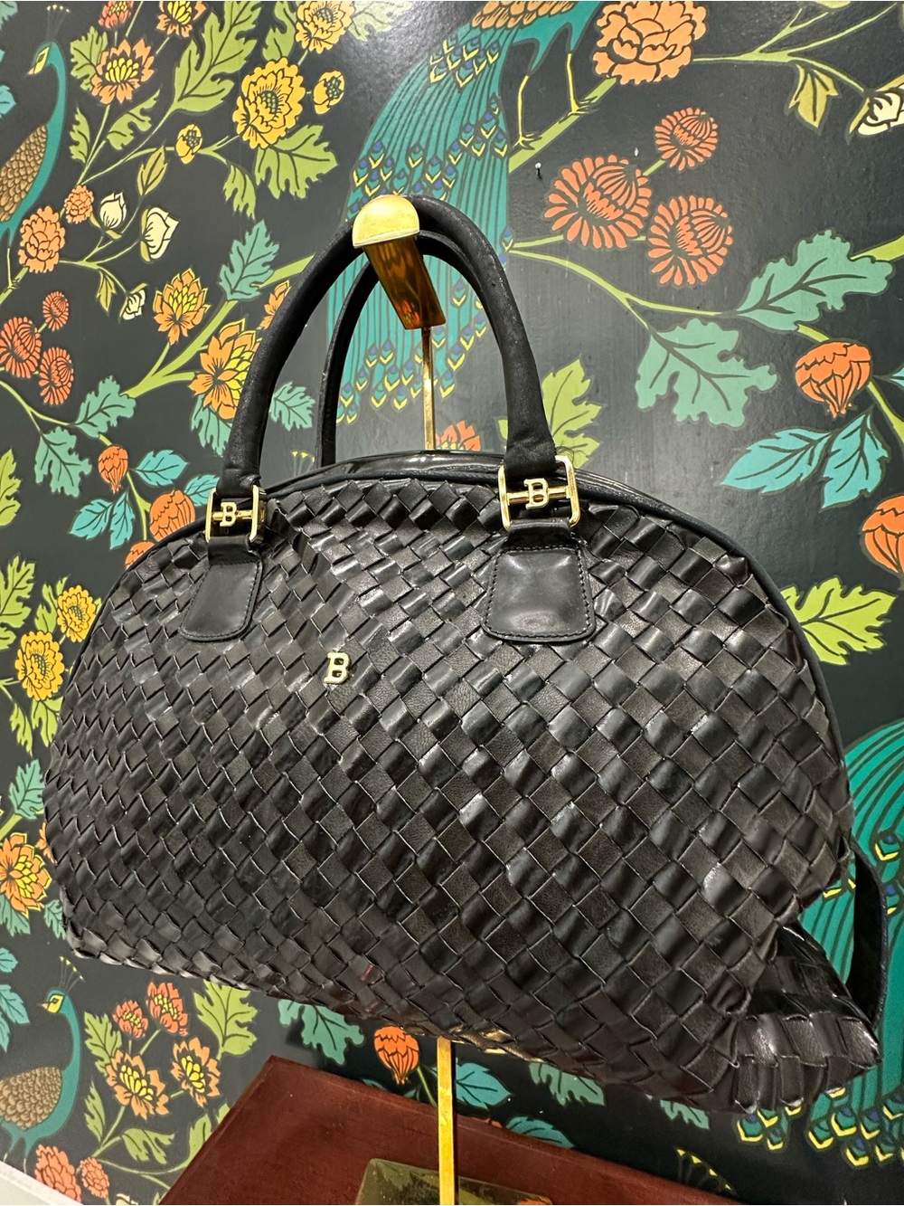 Rare Vintage Bally Woven Leather Dome Satchel With Box and Dust Bag - Picture 6 of 16